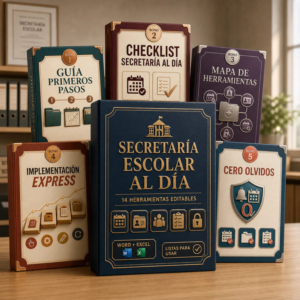 KIT SECRETARÍA ESCOLAR AL DÍA 14 HERRAMIENTAS + 5 Bonus
